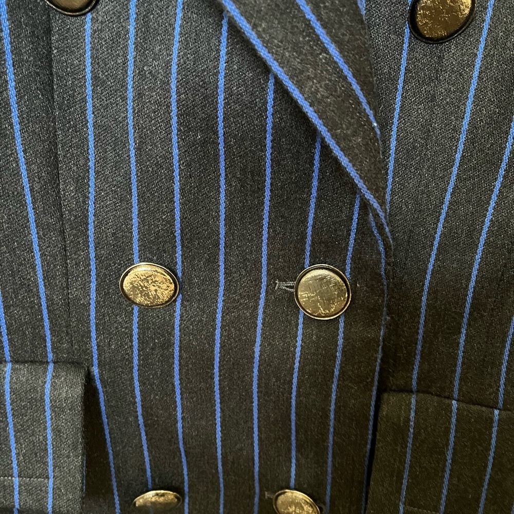 Givenchy Blue and dark charcoal Pinstripe Blazer L - Picture 6 of 12